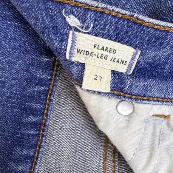 Madewell Flared Wide-Leg Jeans Medium Wash Raw Hem High Rise Women Size 27 - Picture 11 of 16